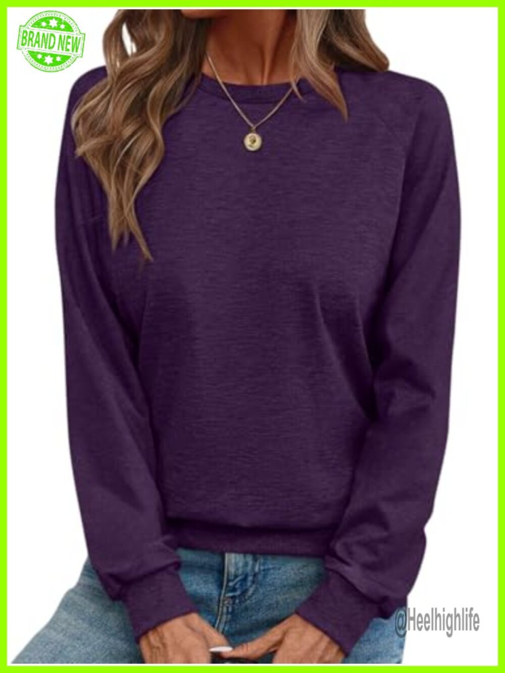 Women's Crewneck Sweatshirt Lightweight Raglan Sleeve Tunic Top
